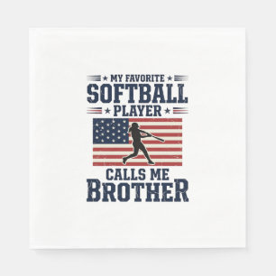 Softball Brother Patriotic Vintage Engraving Shirt Napkin