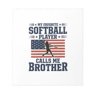 Softball Brother Patriotic Vintage Engraving Shirt Notepad