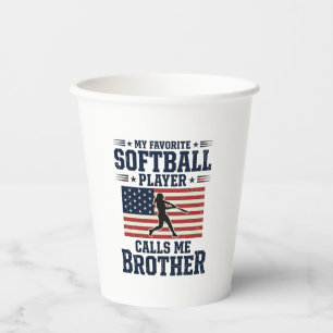 Softball Brother Patriotic Vintage Engraving Shirt Paper Cups