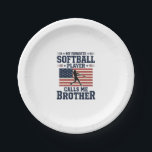 Softball Brother Patriotic Vintage Engraving Shirt Paper Plate<br><div class="desc">Softball Brother Patriotic Vintage Engraving Shirt Design_1</div>