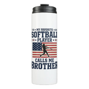 Softball Brother Patriotic Vintage Engraving Shirt Thermal Tumbler