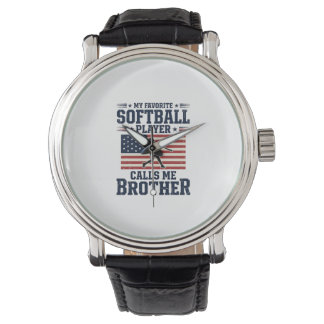 Softball Brother Patriotic Vintage Engraving Shirt Watch