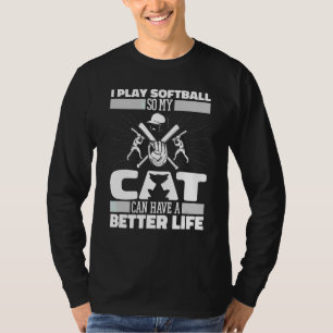 Softball Cat Batter Pitcher Catcher Softball T-Shirt