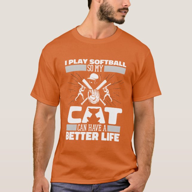 Softball Cat retro T-Shirt (Front)