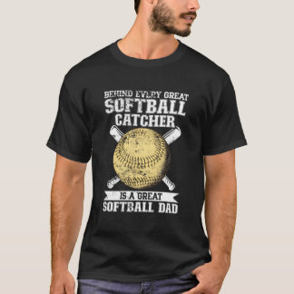 Softball Catcher Dad Pitcher Fastpitch Coach Fathe T-Shirt
