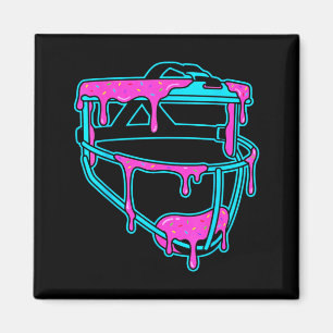 Softball Catcher Drip Ice Cream Mask Sprinkles Gam Magnet