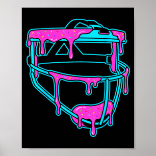 Softball Catcher Drip Ice Cream Mask Sprinkles Gam Poster