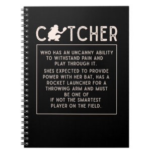 Softball Catcher Girl Funny Baseball Player Humour Notebook