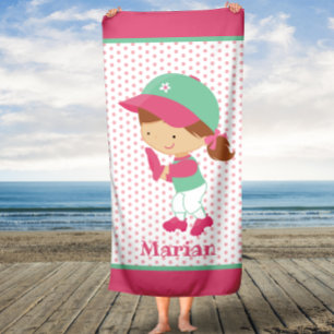 Softball Catcher Girls Kids Custom Bath Towel
