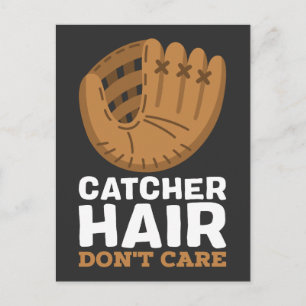 Softball - Catcher Hair Don't Care Postcard