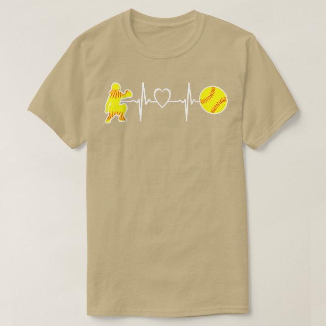 Softball Catcher Heartbeat  T-Shirt (Design Front)