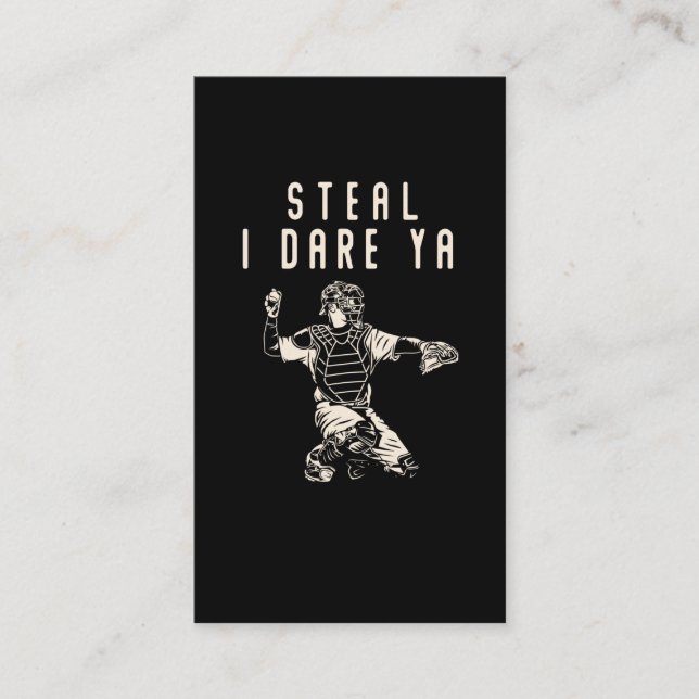 Softball Catcher Kids Funny Baseball Player Humour Business Card (Front)