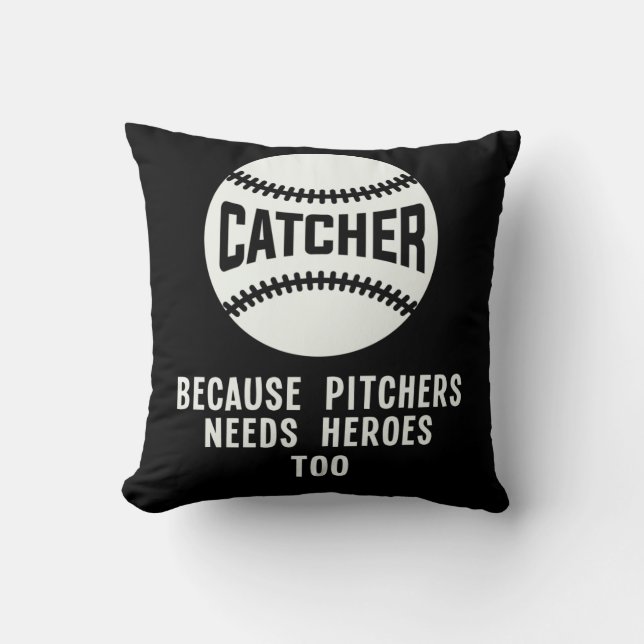 Softball Catcher Kids Funny Baseball Player Joke Cushion (Front)