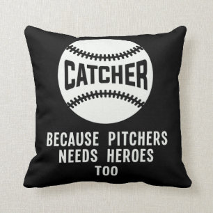 Softball Catcher Kids Funny Baseball Player Joke Cushion