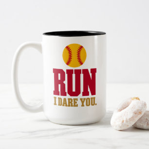 Softball Catcher Run I Dare You Trash Talk Two-Tone Coffee Mug