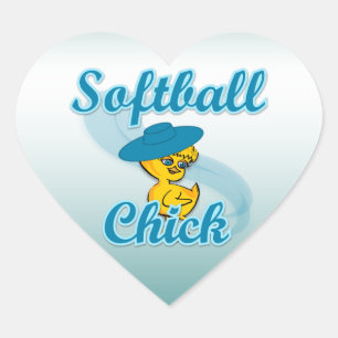 Softball Chick #3 Heart Sticker