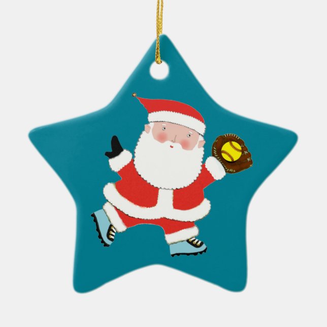 Softball Christmas Collectable Ceramic Tree Decoration (Front)