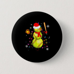Softball Christmas Funny Softball Snowman Xmas  6 Cm Round Badge