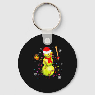 Softball Christmas Funny Softball Snowman Xmas  Key Ring
