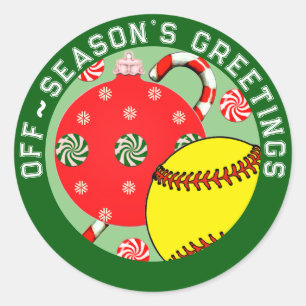 Softball Christmas Holiday Gift Stickers