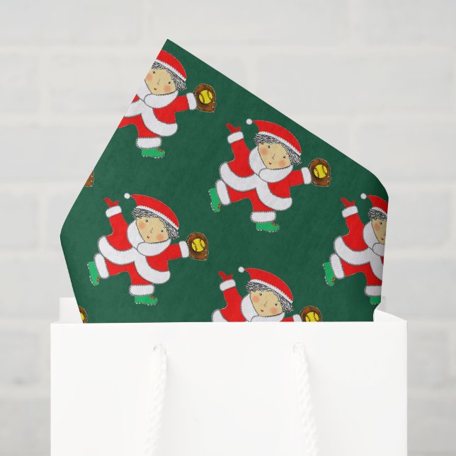 Softball Christmas Holiday Gift Tissue Paper (Gift Bag)