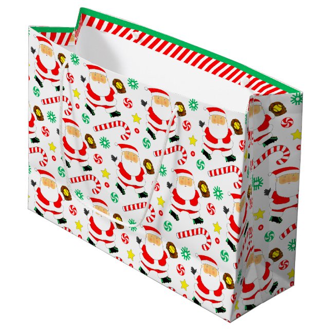 Softball Christmas Holiday Large Gift Bag (Front Angled)