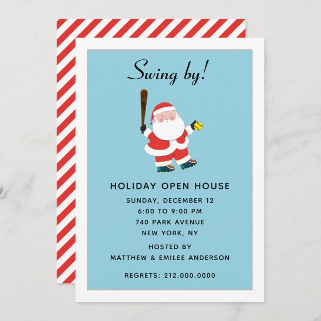 Softball Christmas Holiday Party Invitation (Front/Back)