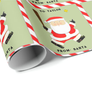 Softball Christmas Holiday Wrapping Paper