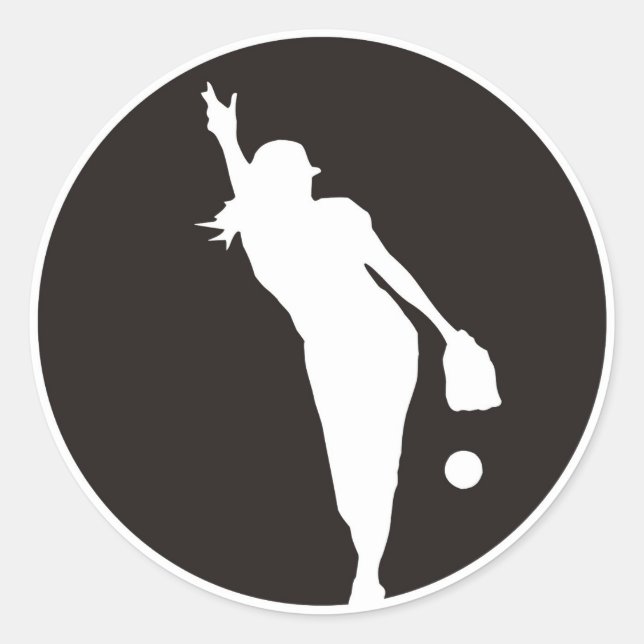 softball Circle Pitcher Classic Round Sticker (Front)