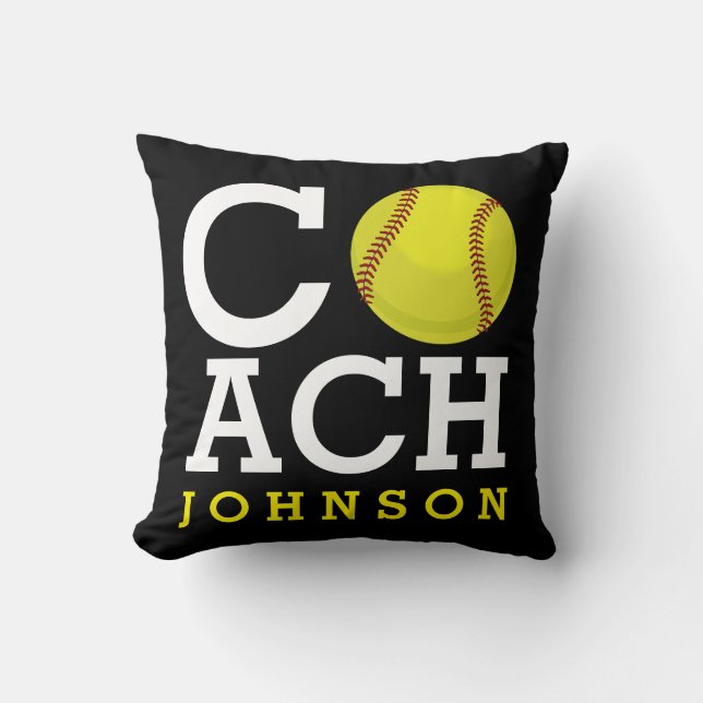 Softball Coach Custom Name Cushion (Front)
