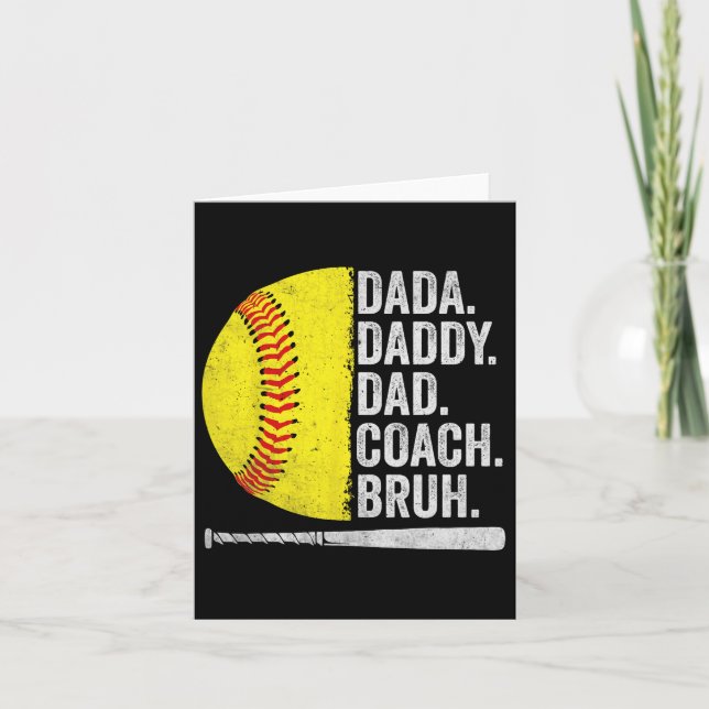 Softball Coach Dad Fathers Day Funny Softball Dads Card (Front)