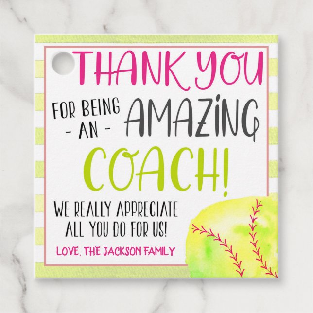 Softball Coach Gift Tag (Front)
