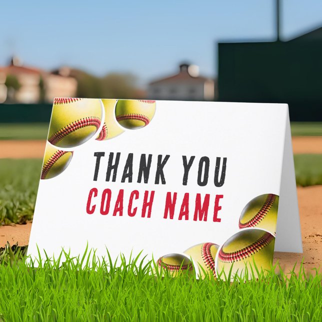 Softball Coach Name  Thank You Card (Creator Uploaded)