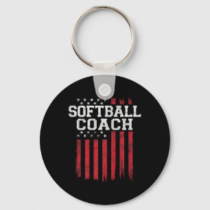 Softball Coach Proud American Flag Usa Patriot Pat Key Ring