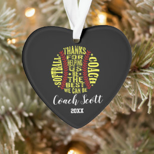 Softball Coach  team gift Christmas ornament