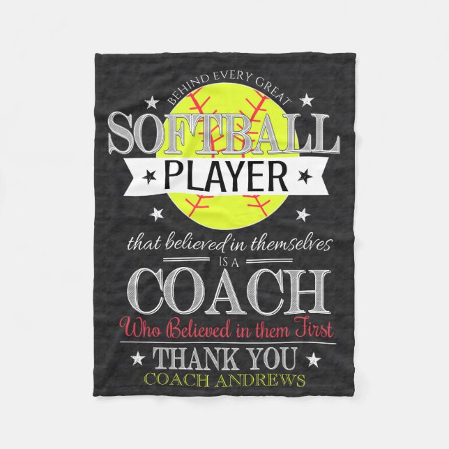 Softball Coach Thank You Gift Blanket (Front)