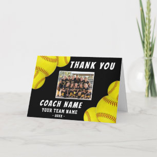 Softball Coach Thank You Personalised Team Photo Card