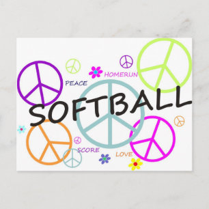 Softball Coloured Peace Signs Postcard
