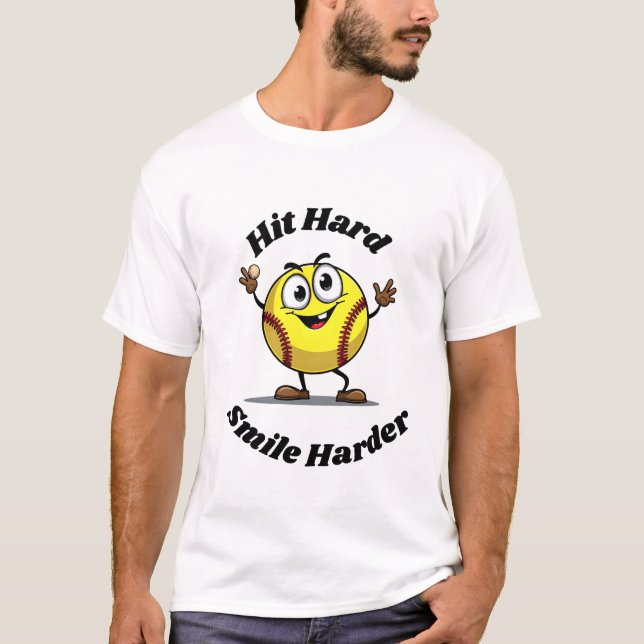 Softball Cool Smile: Game On with Style T-Shirt (Front)