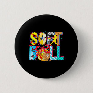 Softball Coquette Bow Game Day Baseball Fan Cheer  6 Cm Round Badge