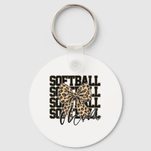 Softball Coquette Bow Softball Mum Game Day Softba Key Ring