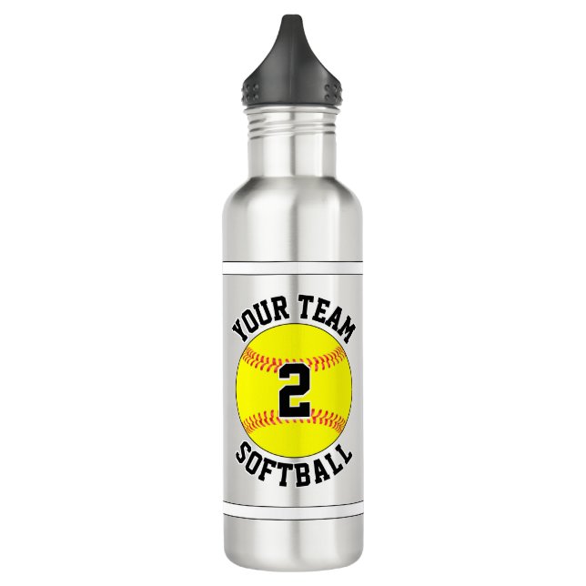Softball Custom Team Name and Player Number Sports 710 Ml Water Bottle (Left)