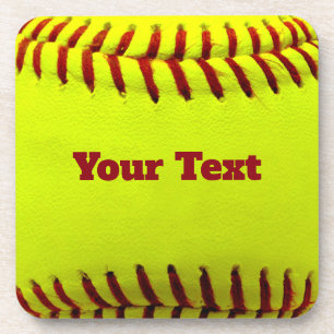Softball Cutomize Personalise Teal Ball Caoch Coaster