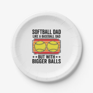 Softball Dad Bigger Balls Vintage Engraving Shirt_ Paper Plate