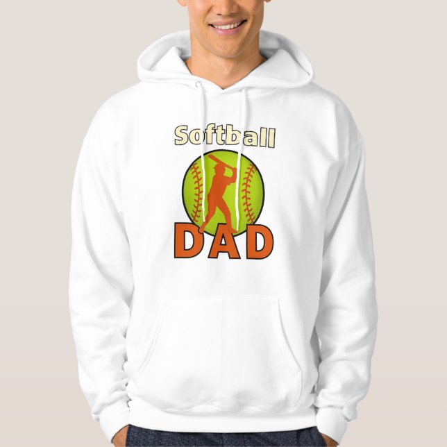 Softball Dad – Bold Green Softball & Batter Silhou Hoodie (Front)