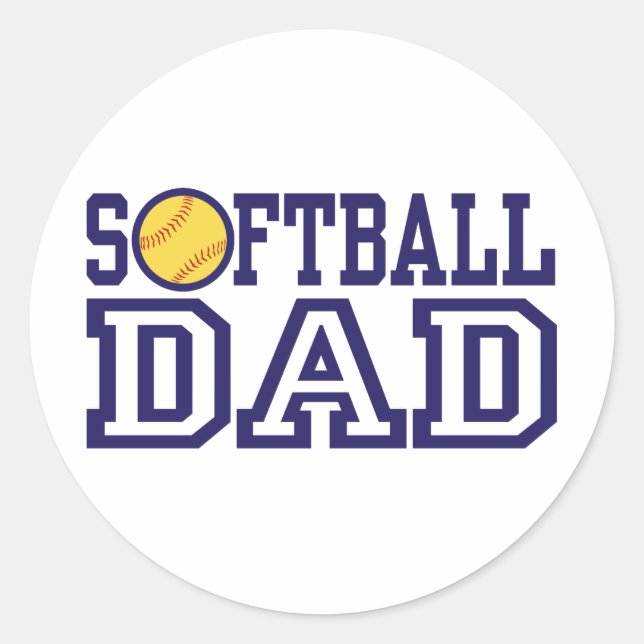 Softball Dad Classic Round Sticker (Front)