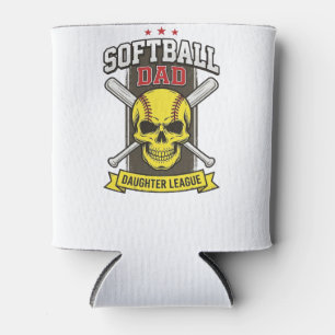 Softball Dad Daughter League Vintage Vector Design Can Cooler