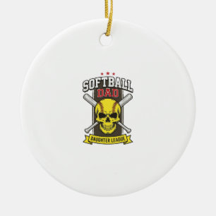 Softball Dad Daughter League Vintage Vector Design Ceramic Tree Decoration