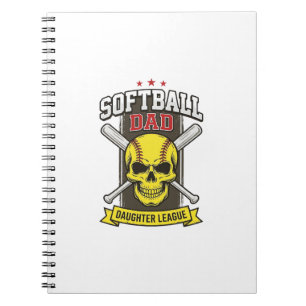 Softball Dad Daughter League Vintage Vector Design Notebook