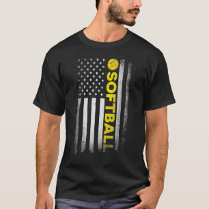 Softball Dad Mum Usa Us American Flag Apparel T-Shirt